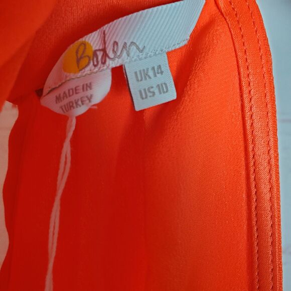 BODEN Satin Cutaway Top US 10 Orange Sleeveless Halterneck Tank - Picture 9 of 12